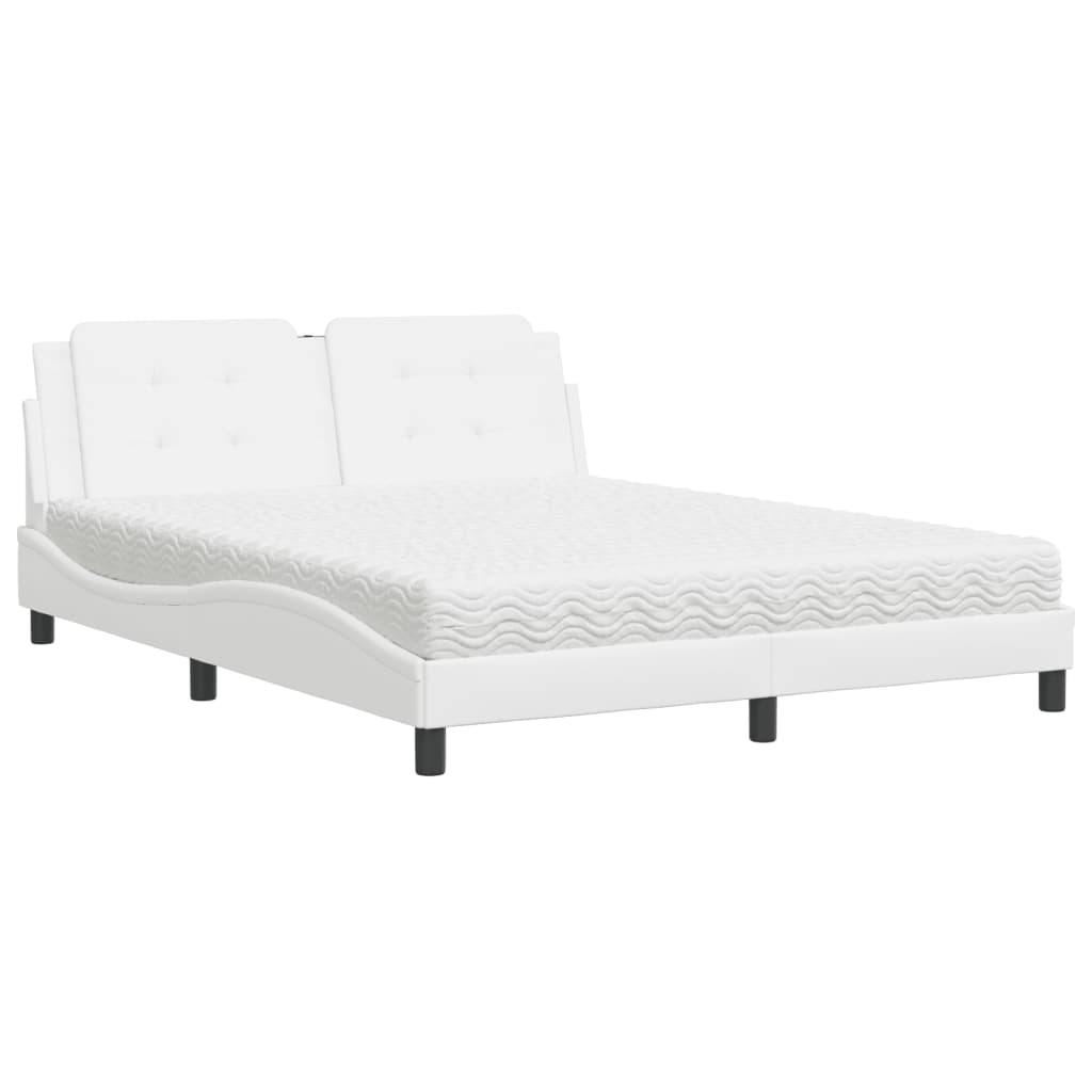 Letto con Materasso Bianco 160x200 cm in Similpelle