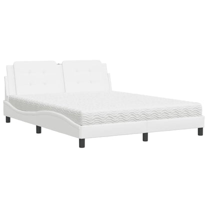 Letto con Materasso Bianco 160x200 cm in Similpelle