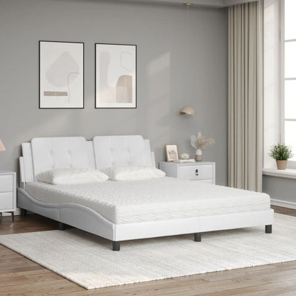 Letto con Materasso Zadar Bianco 160x200 cm in Similpelle