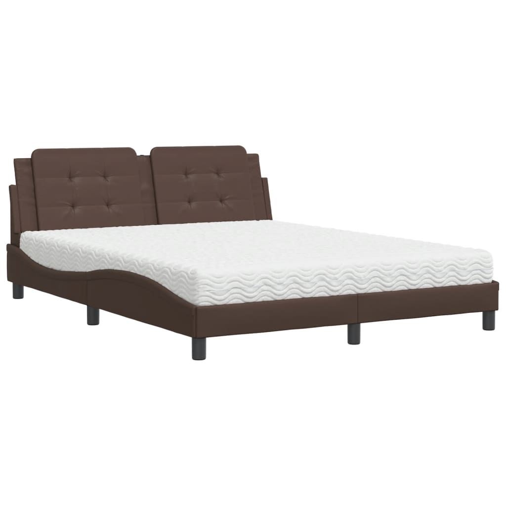 Letto con Materasso Zadar Marrone 160x200cm in Similpelle