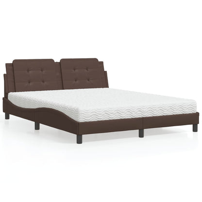 Letto con Materasso Zadar Marrone 160x200cm in Similpelle