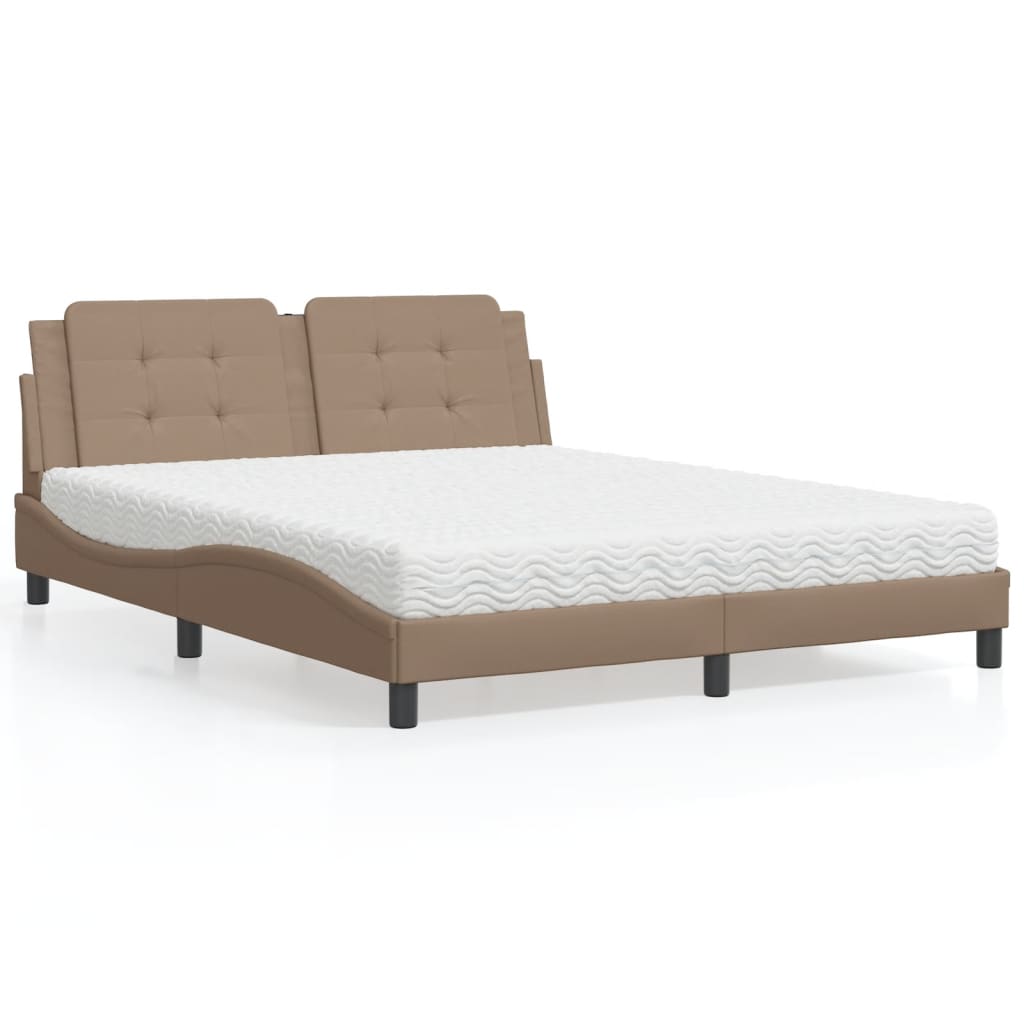 Letto con Materasso Cappuccino 160x200cm Similpelle