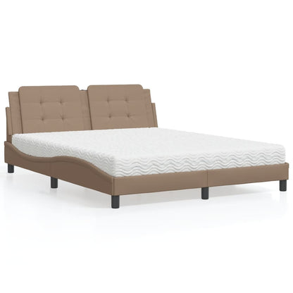 Letto con Materasso Cappuccino 160x200cm Similpelle