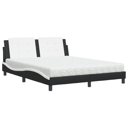 Letto con Materasso Zadar Nero e Bianco 160x200cm Similpelle