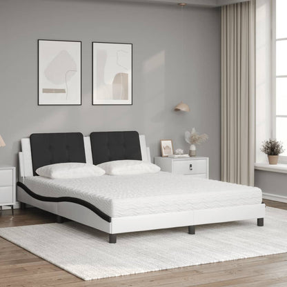 Letto con Materasso Zadar Bianco e Nero 160x200cm Similpelle