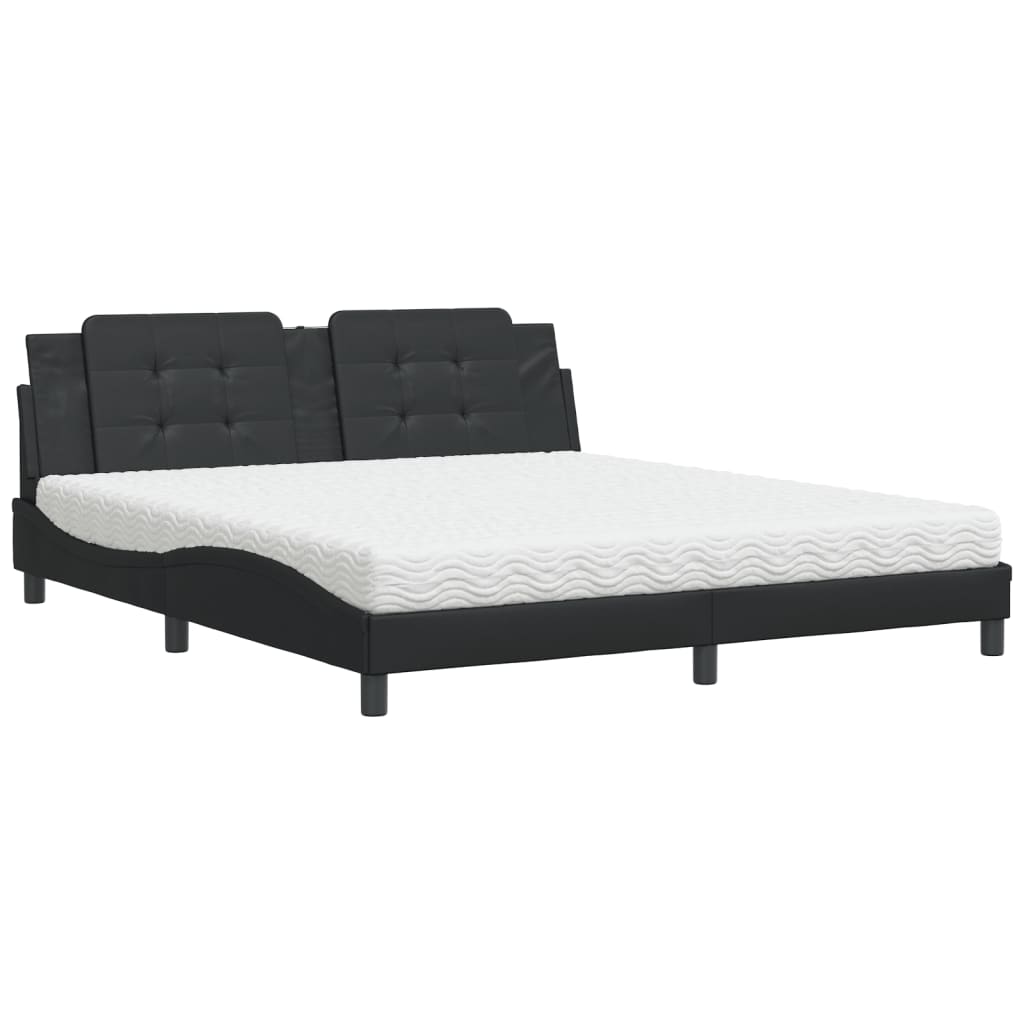 Letto con Materasso Zadar Nero 180x200 cm in Similpelle