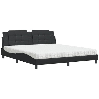 Letto con Materasso Zadar Nero 180x200 cm in Similpelle