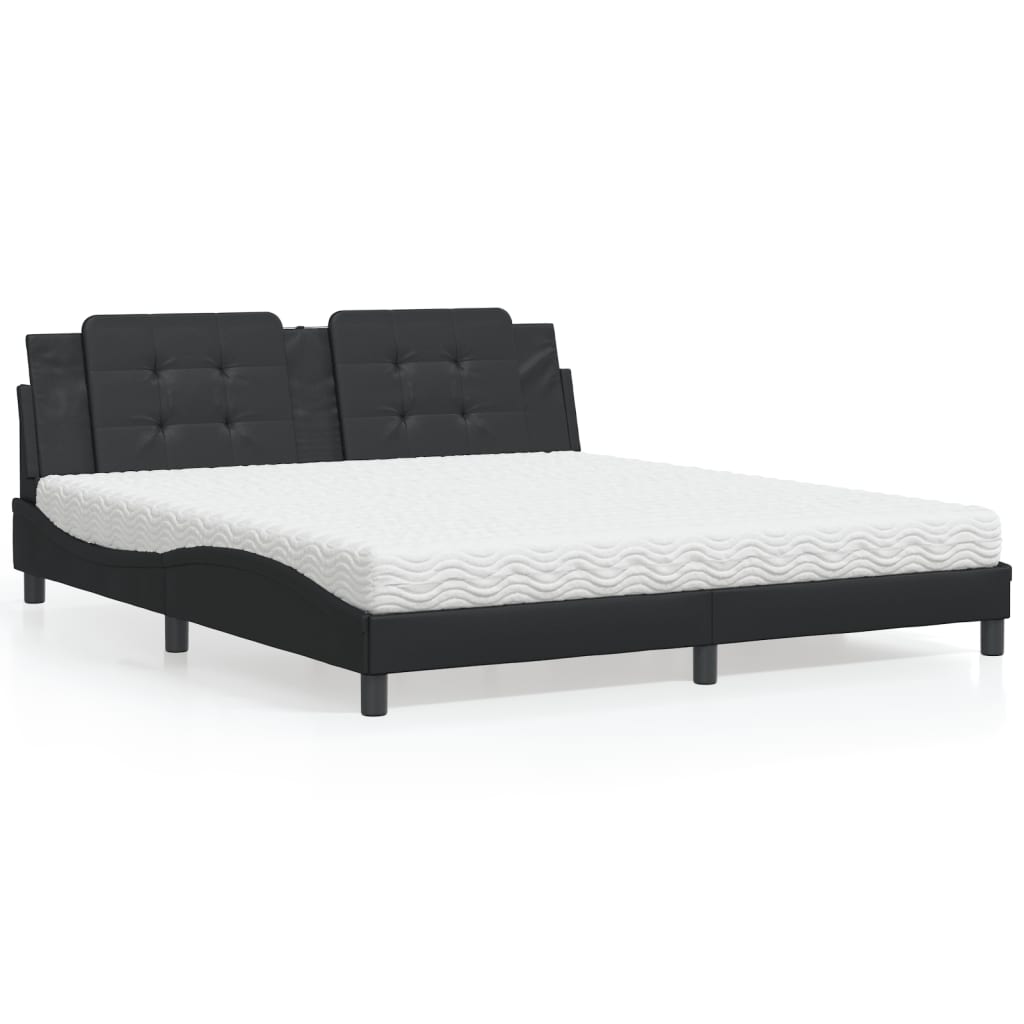 Letto con Materasso Zadar Nero 180x200 cm in Similpelle