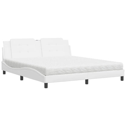 Letto con Materasso Zadar Bianco 180x200 cm in Similpelle