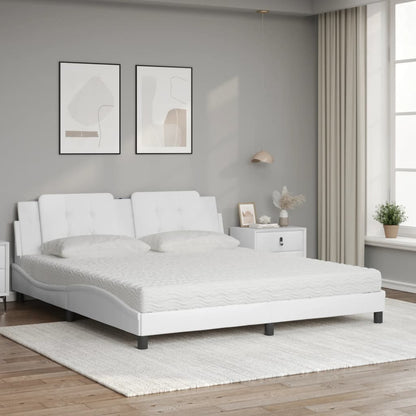 Letto con Materasso Zadar Bianco 180x200 cm in Similpelle