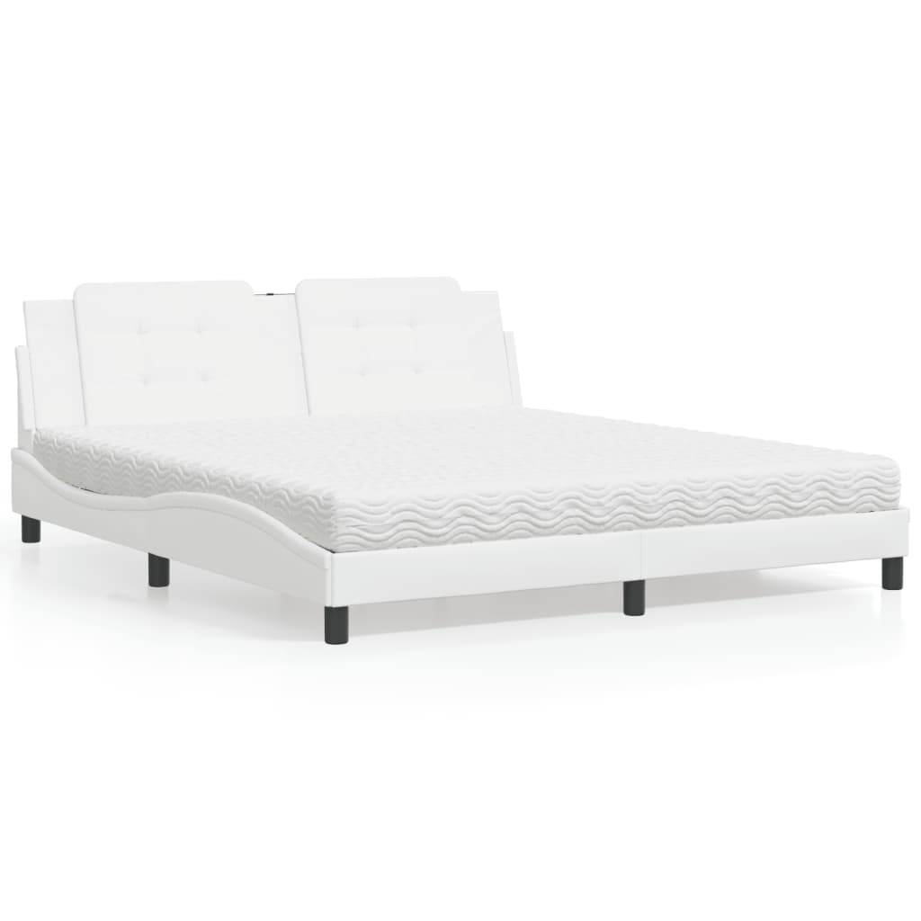 Letto con Materasso Zadar Bianco 180x200 cm in Similpelle