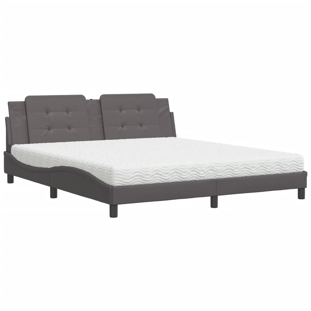 Letto con Materasso Zadar Grigio 180x200 cm in Similpelle