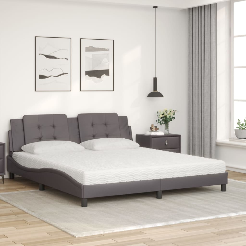 Letto con Materasso Zadar Grigio 180x200 cm in Similpelle