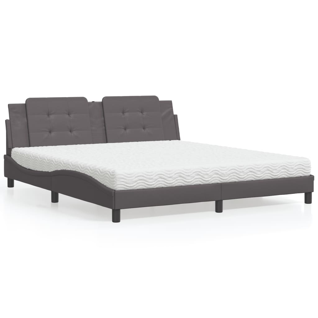 Letto con Materasso Zadar Grigio 180x200 cm in Similpelle