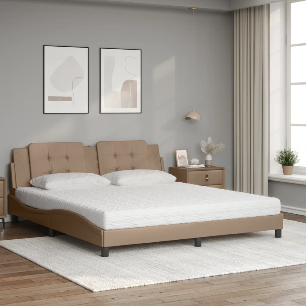 Letto con Materasso Cappuccino 180x200cm Similpelle