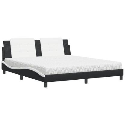 Letto con Materasso Zadar Nero e Bianco 180x200 cm in Similpelle
