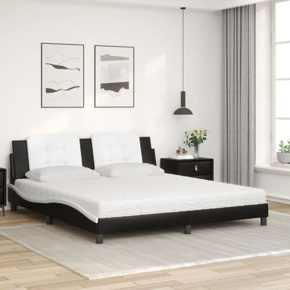 Letto con Materasso Zadar Nero e Bianco 180x200 cm in Similpelle