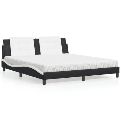 Letto con Materasso Zadar Nero e Bianco 180x200 cm in Similpelle