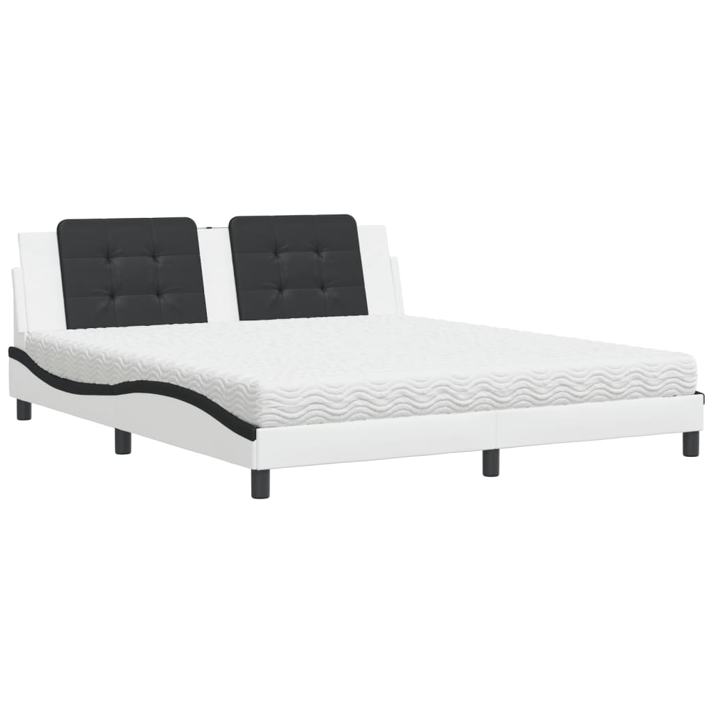 Letto con Materasso Zadar Bianco e Nero 180x200cm Similpelle
