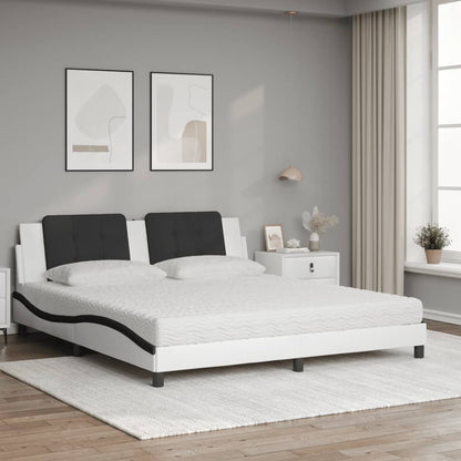 Letto con Materasso Zadar Bianco e Nero 180x200cm Similpelle