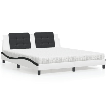 Letto con Materasso Zadar Bianco e Nero 180x200cm Similpelle