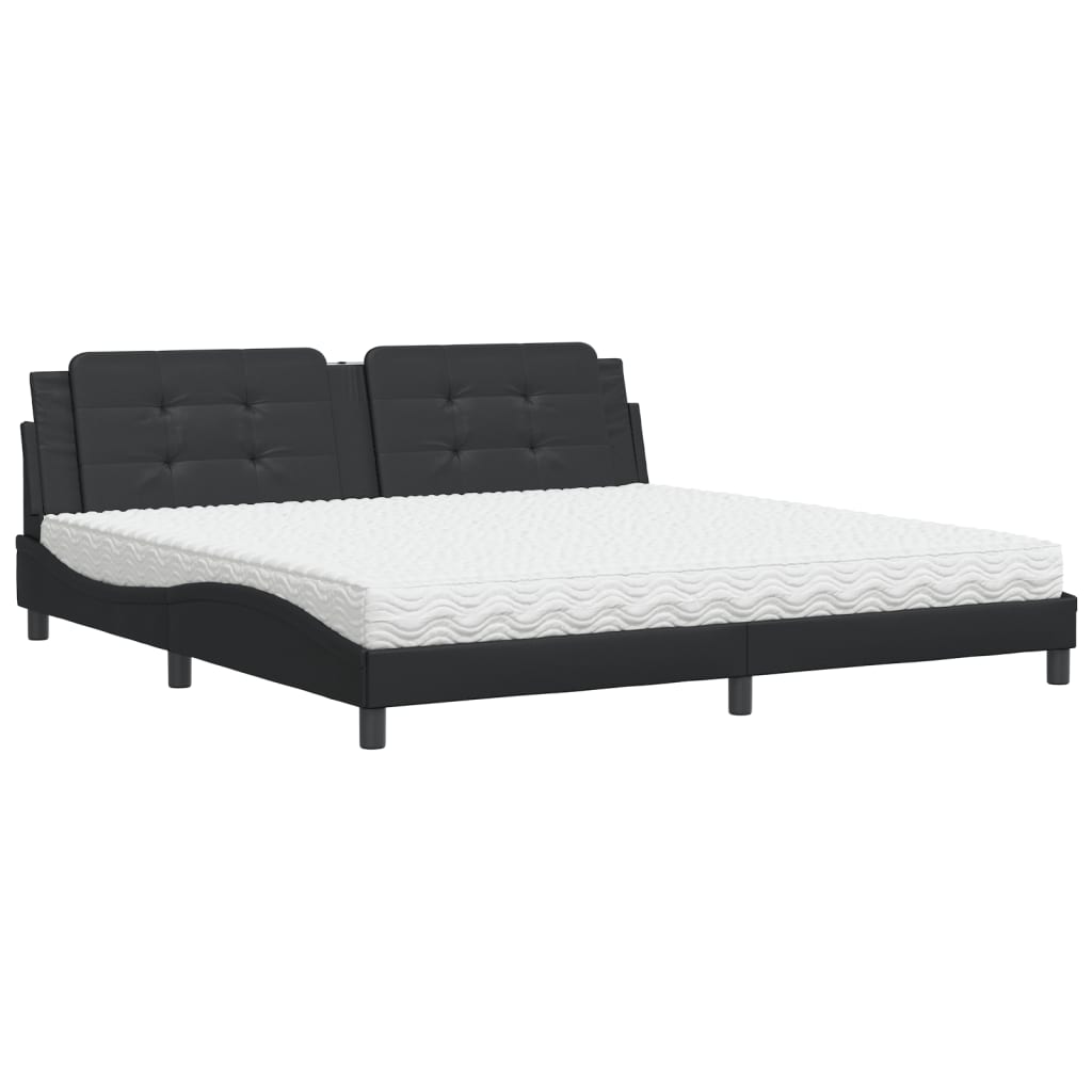 Letto con Materasso Nero 200x200 cm in Similpelle