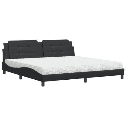 Letto con Materasso Nero 200x200 cm in Similpelle