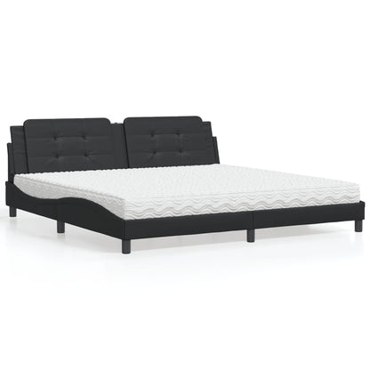 Letto con Materasso Nero 200x200 cm in Similpelle