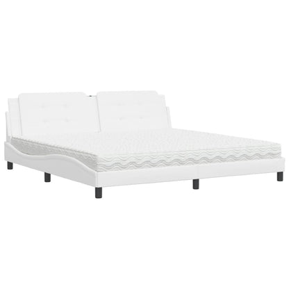Letto con Materasso Zadar Bianco 200x200cm in Similpelle