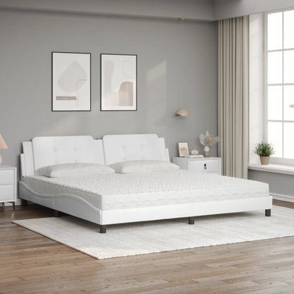 Letto con Materasso Zadar Bianco 200x200cm in Similpelle