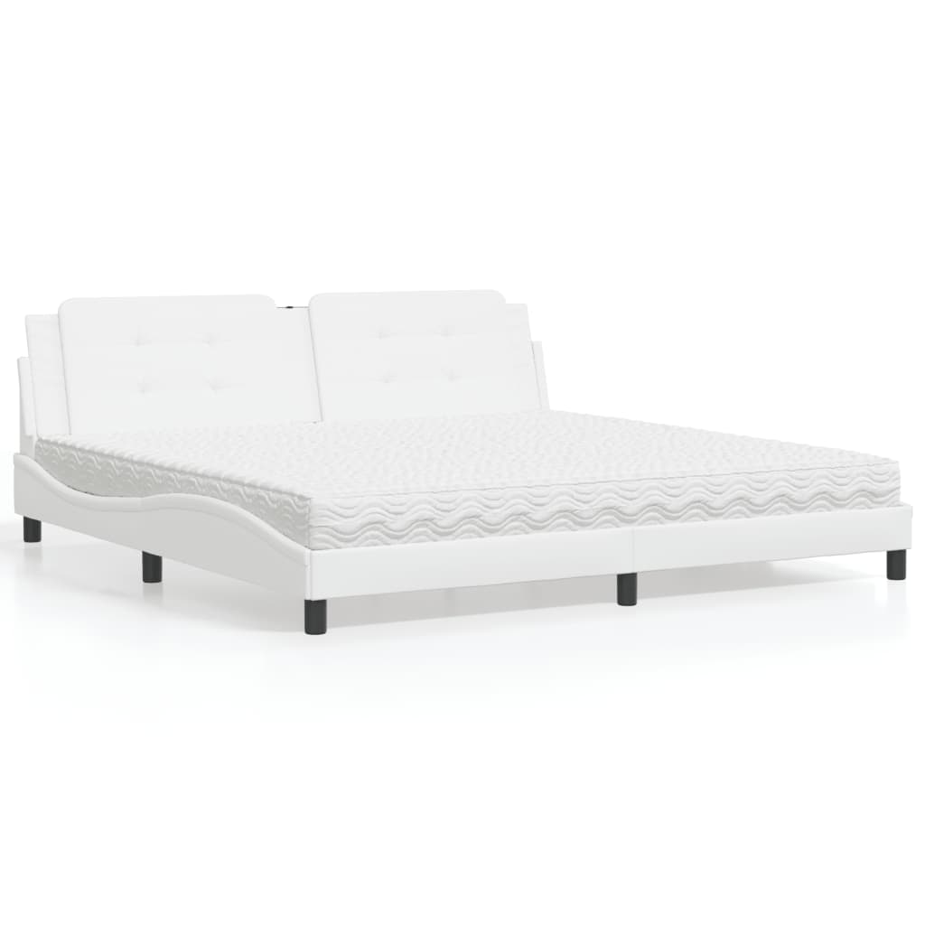 Letto con Materasso Bianco 200x200cm in Similpelle