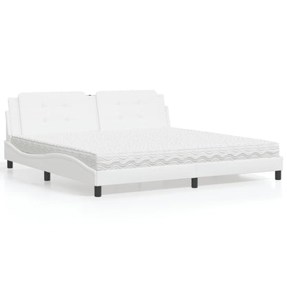 Letto con Materasso Bianco 200x200cm in Similpelle