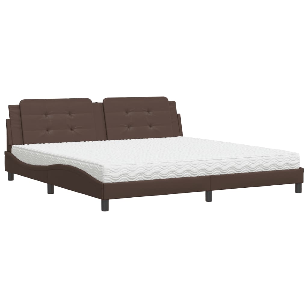 Letto con Materasso Zadar Marrone 200x200cm in Similpelle
