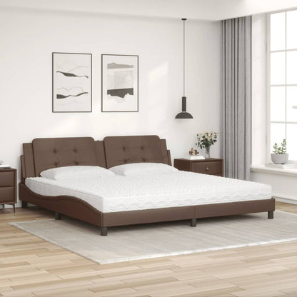 Letto con Materasso Zadar Marrone 200x200cm in Similpelle
