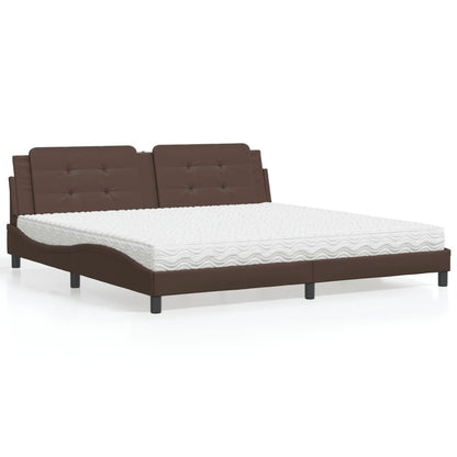 Letto con Materasso Zadar Marrone 200x200cm in Similpelle