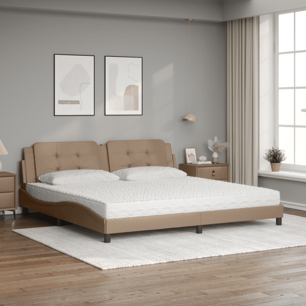 Letto con Materasso Zadar Cappuccino 200x200cm Similpelle