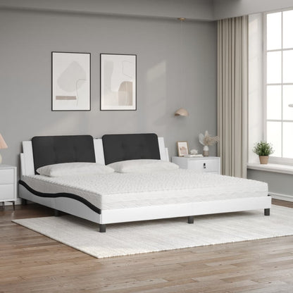 Letto con Materasso Bianco e Nero 200x200cm in Similpelle