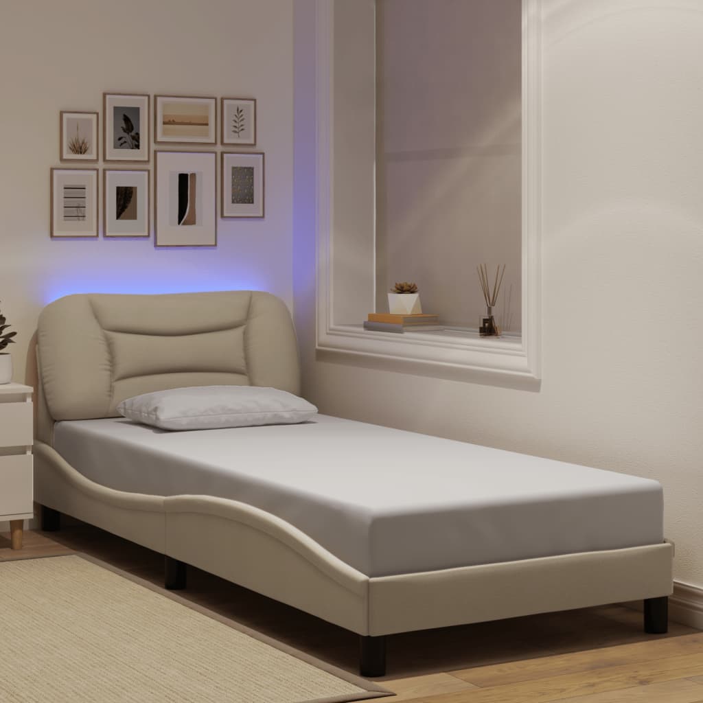 Giroletto con LED senza Materasso Crema 80x200 cm in Tessuto