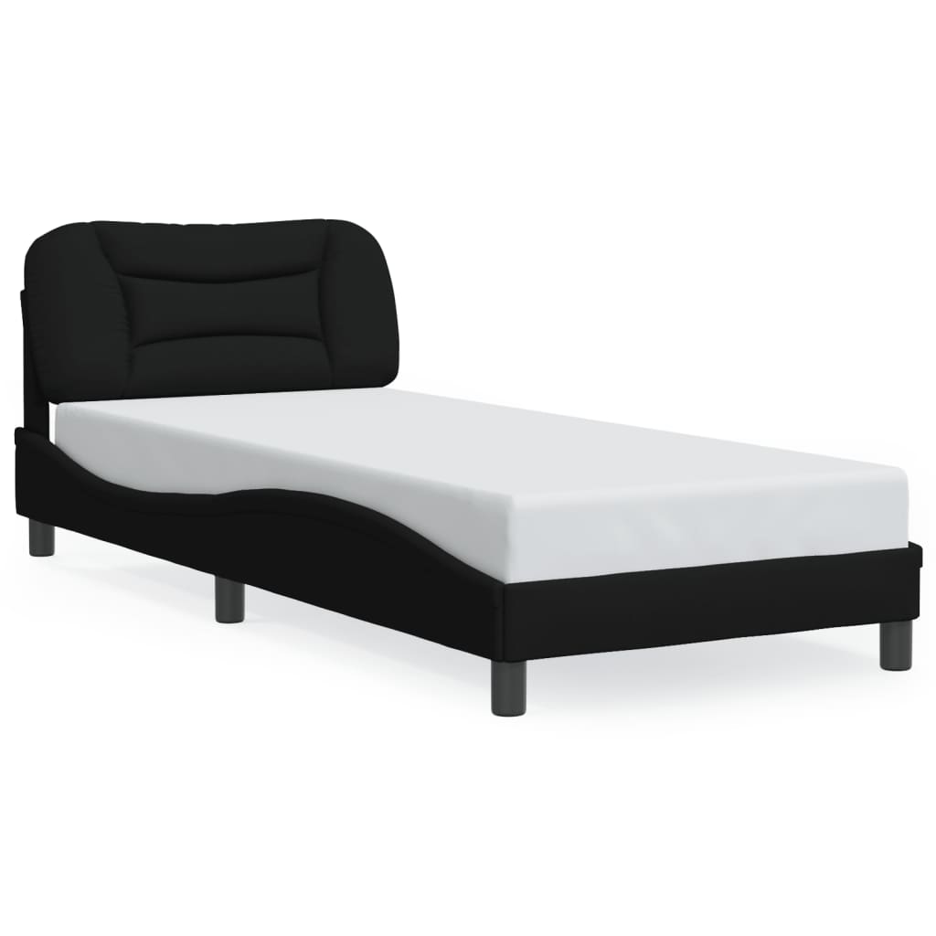 Giroletto con LED senza Materasso Nero 90x190 cm in Tessuto