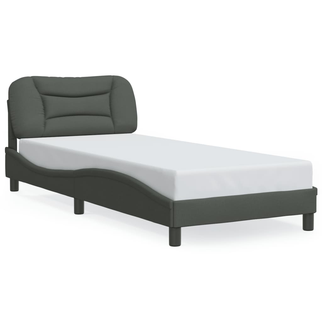 Giroletto con LED senza Materasso Grigio Scuro 90x200cm Tessuto