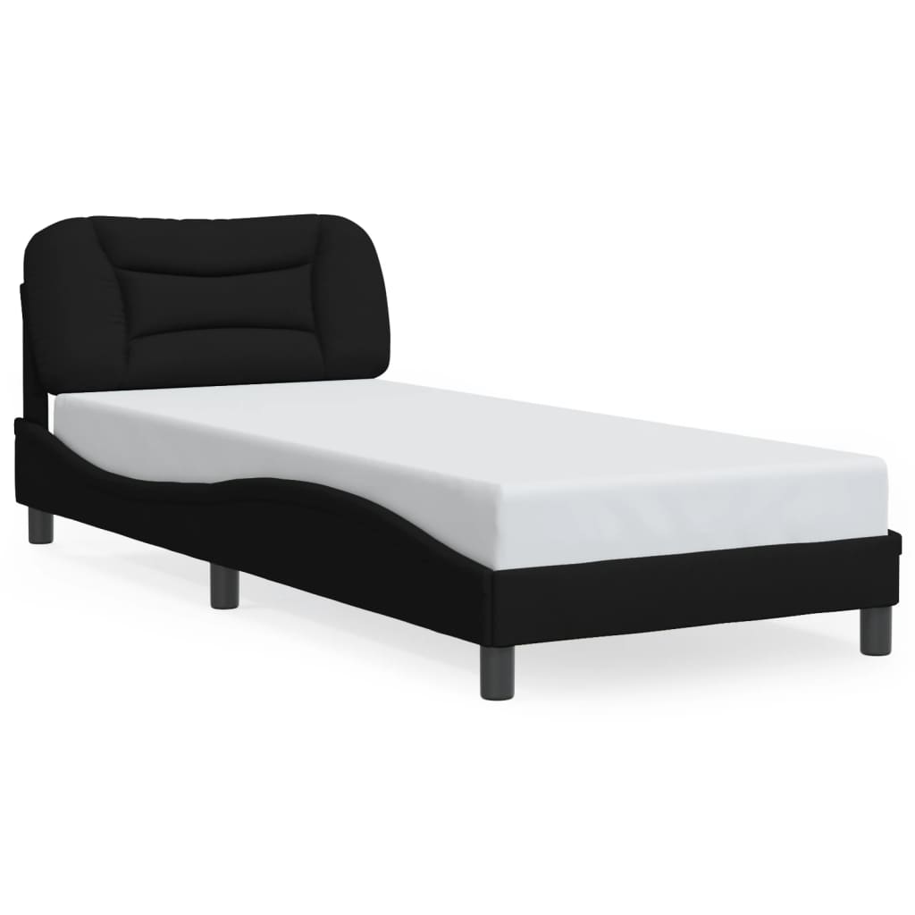 Giroletto con LED senza Materasso Nero 90x200 cm in Tessuto