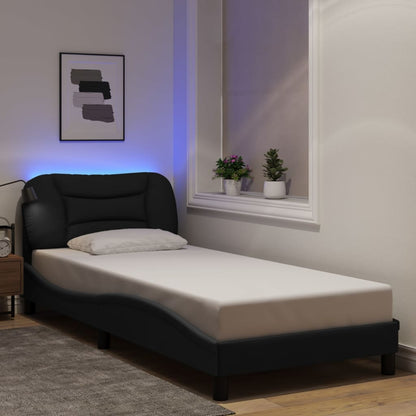 Giroletto con LED senza Materasso Nero 90x200 cm in Tessuto