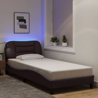 Giroletto con LED senza Materasso Marrone Scuro 90x200 cm