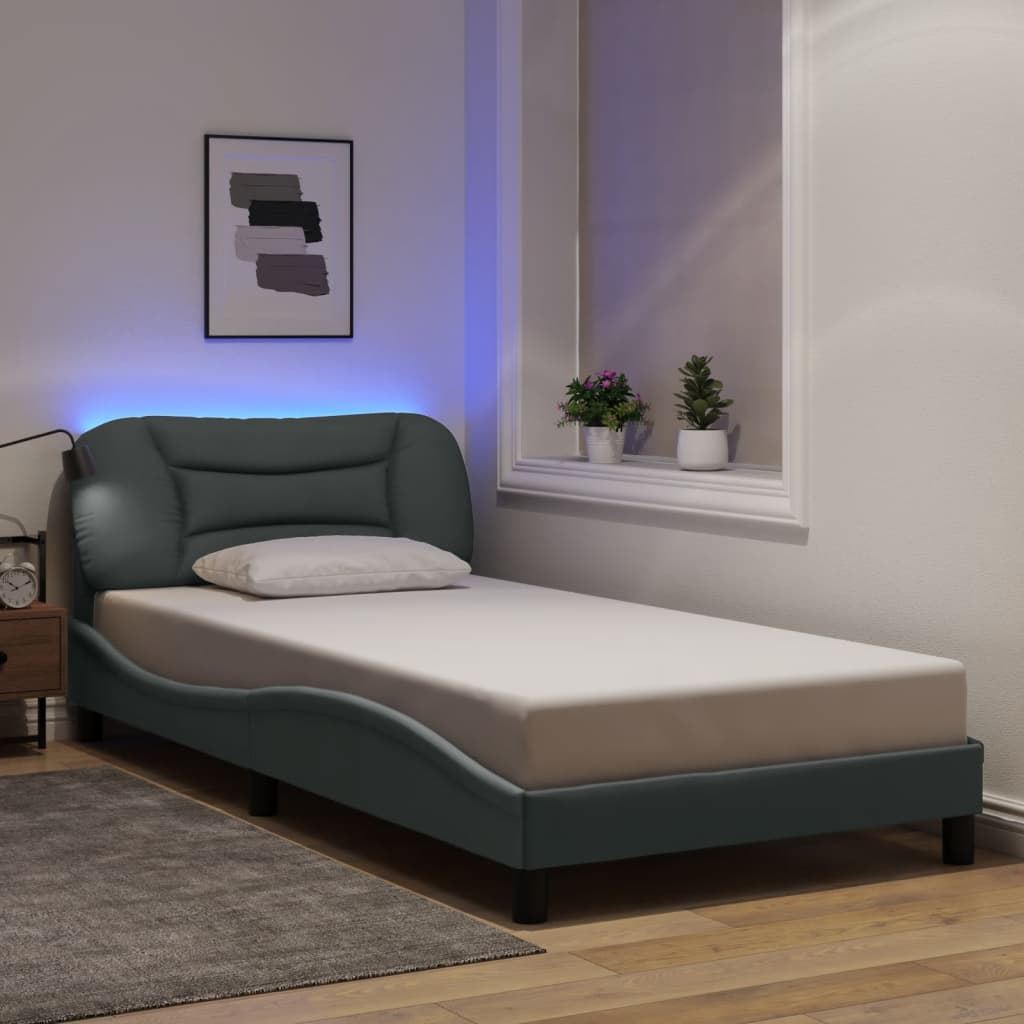 Giroletto con LED senza Materasso Grigio Chiaro 100x200 cm