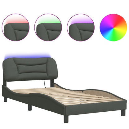 Giroletto con LED senza Materasso Grigio Scuro 100x200 cm