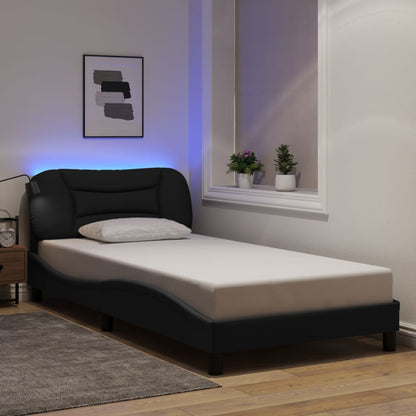 Giroletto con LED senza Materasso Nero 100x200 cm in Tessuto