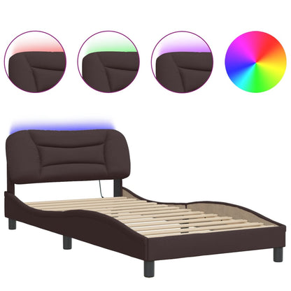 Giroletto con LED senza Materasso Marrone Scuro 100x200 cm