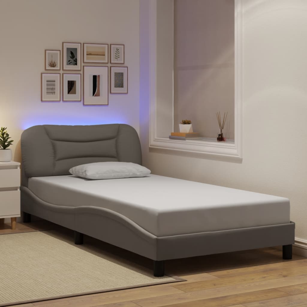 Giroletto con LED senza Materasso Tortora 100x200 cm in Tessuto