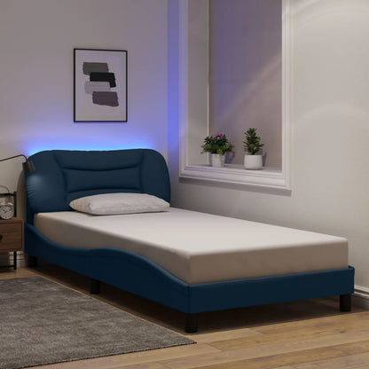 Giroletto con LED senza Materasso Blu 100x200 cm in Tessuto