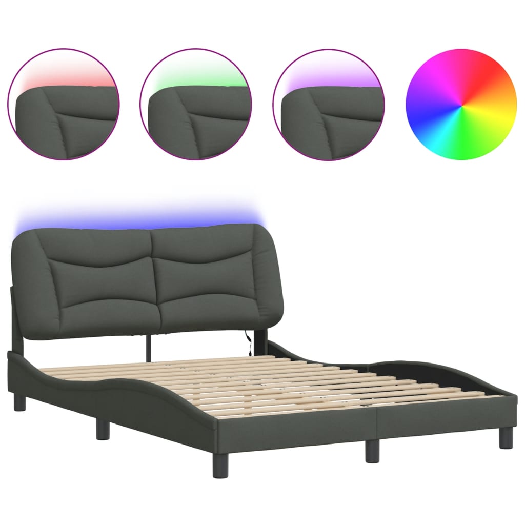 Giroletto con LED senza Materasso Grigio Scuro 120x200 cm